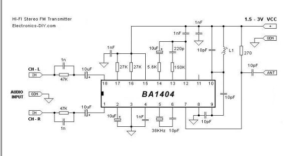 BA1404調頻發射機電路圖詳解