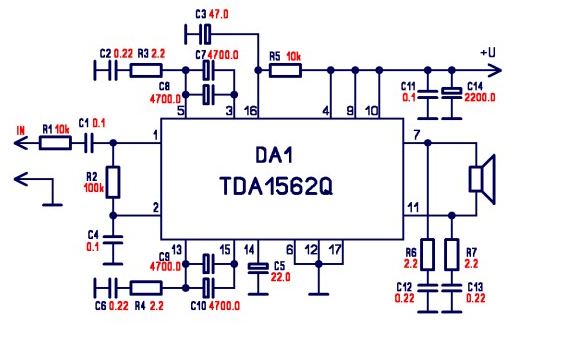 TDA1562Q<b class='flag-5'>音頻</b><b class='flag-5'>功率放大器</b><b class='flag-5'>電路圖</b>