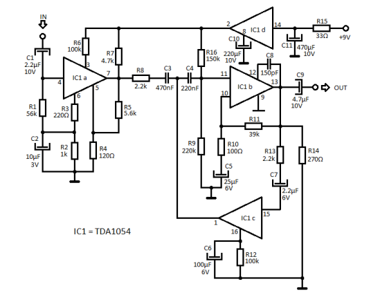 基于TDA1054的音频压缩器电路原理图讲解