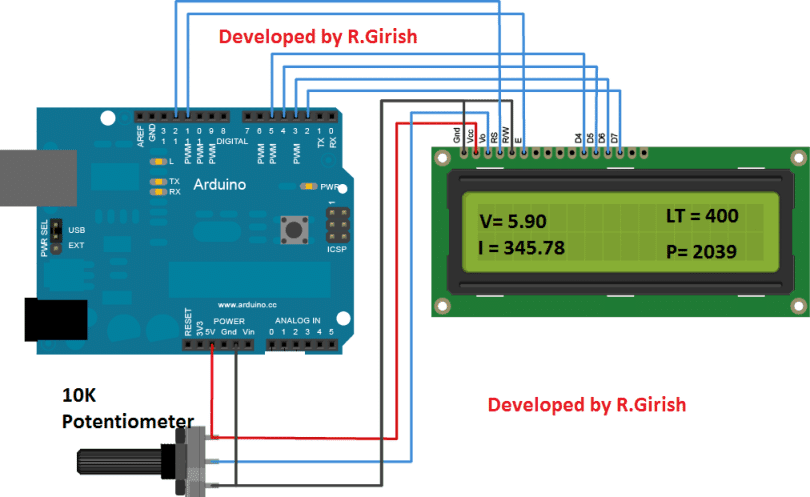 使用Arduino的过流切断电源显示电路