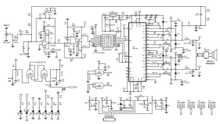 使用<b class='flag-5'>MD</b>7120 MOSFET<b class='flag-5'>驱动器</b>的D类功率音频放大器电路设计