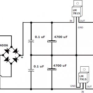 15V 1A稳压对称电源电路图及PCB布局设计