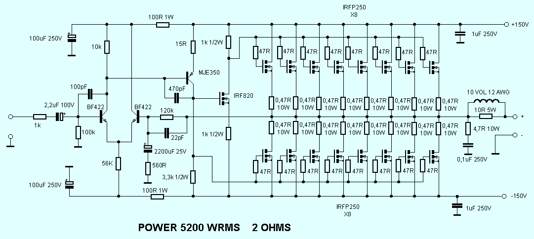 MOSFET<b class='flag-5'>功率放大器</b><b class='flag-5'>电路</b>原理图
