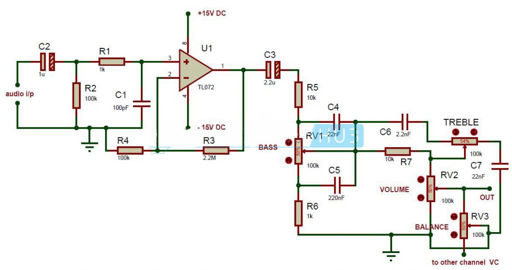 音频音调控制电路图 音频音调控制电路设计方案