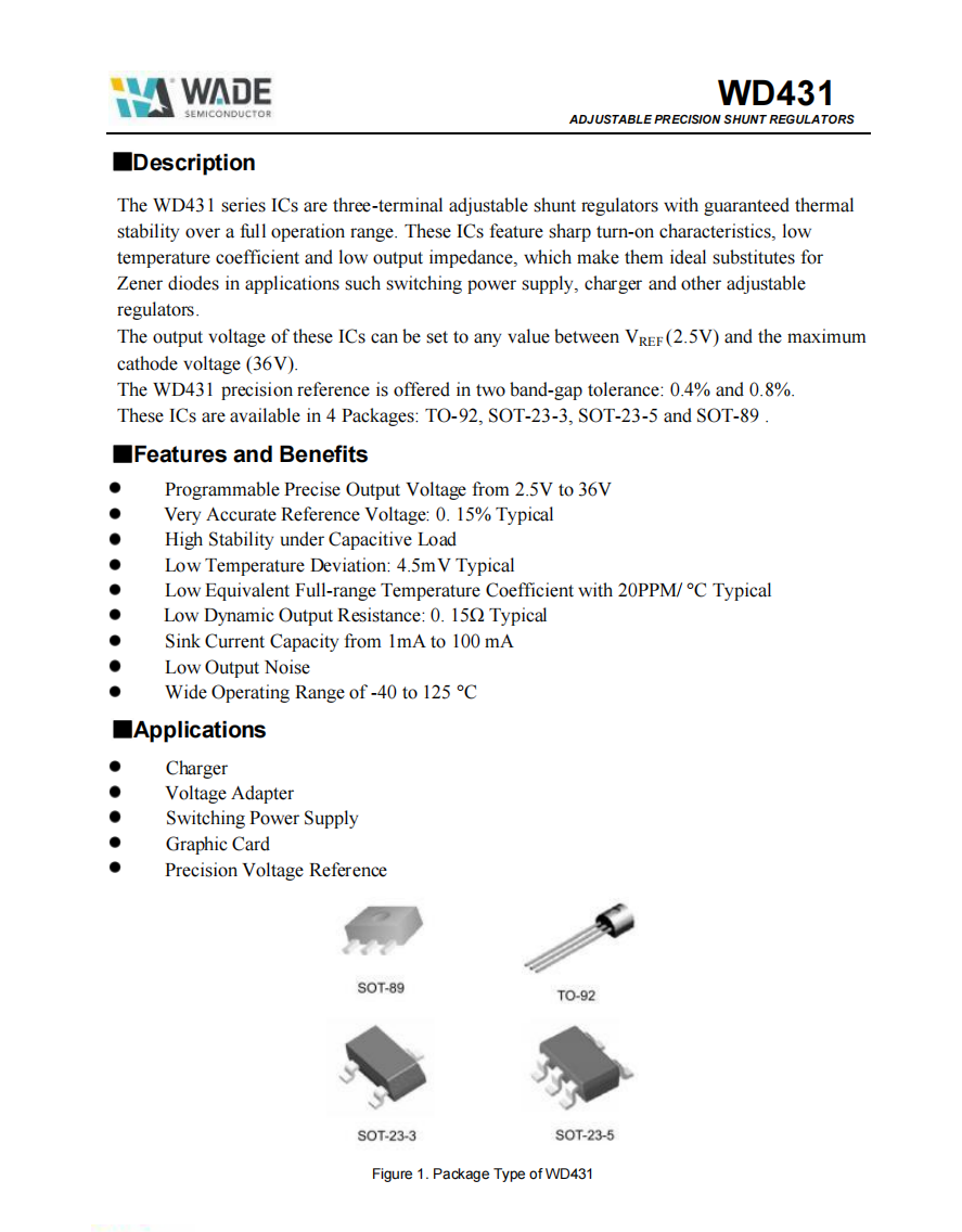 电压基准芯片WD431规格书资料引脚图