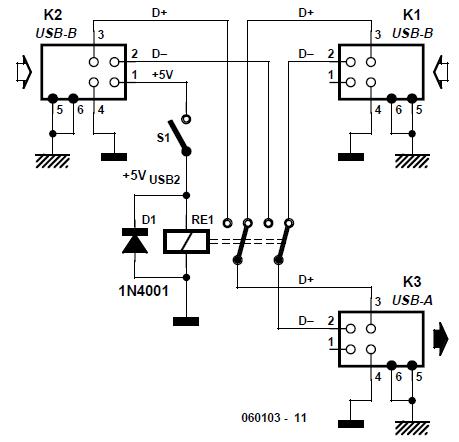 USB打印機(jī)開(kāi)關(guān)電路原理圖講解