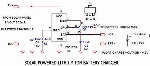 使用太阳能<b class='flag-5'>电池</b>电源的<b class='flag-5'>锂离子电池</b><b class='flag-5'>充电器</b>电路图