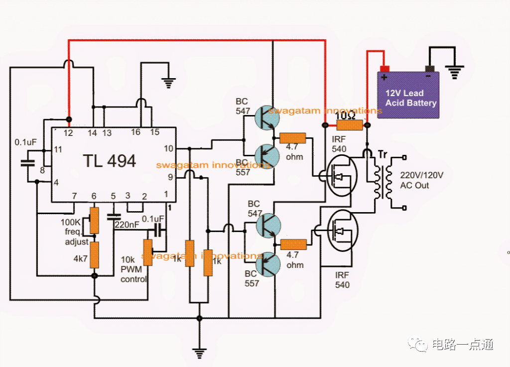 逆变器电路图分享 基于PWM IC TL494的逆变器电路设计