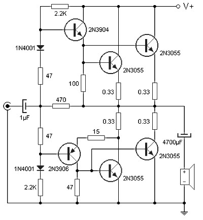 基于晶体管的<b class='flag-5'>90W</b>音频功率放大器电路图