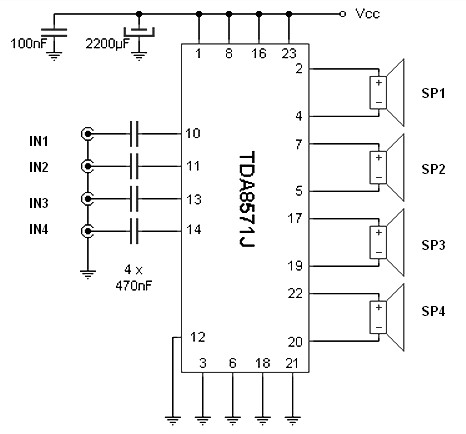 基于TDA8571J的<b class='flag-5'>40W</b>放大器电路图