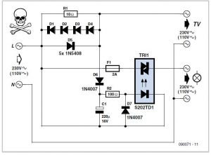 自動電視照明開關電路原理圖講解