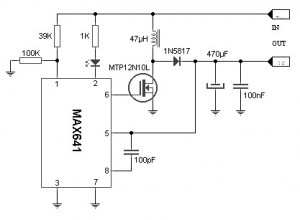 基于MAX641的3V至5V转换器电路图