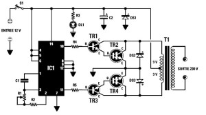 12VDC至230VAC轉換器或逆變器電路圖