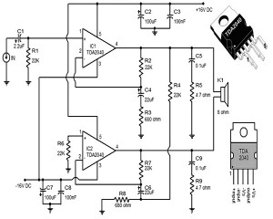 使用TDA2040的30瓦<b class='flag-5'>音频放大器</b>电路图