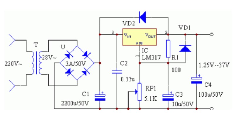 lm317可调稳压电源电路方法