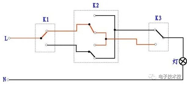 三地控制一盏灯<b class='flag-5'>电路图</b>和<b class='flag-5'>工作原理</b>讲解