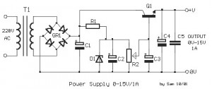可调稳压电源 0-15V - 1A