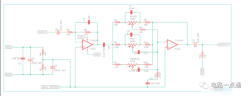 音調控制或有源均衡器電路設計