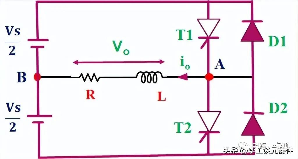 带RL负载的单相半桥逆变电路图 单相负载半桥逆变器的工作原理