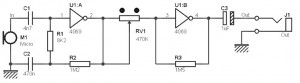 基于CMOS IC <b class='flag-5'>CD4069</b>的单声道前置放大器<b class='flag-5'>电路</b>图