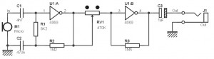 基于CMOS IC CD4069的单声道前置放大器电路图