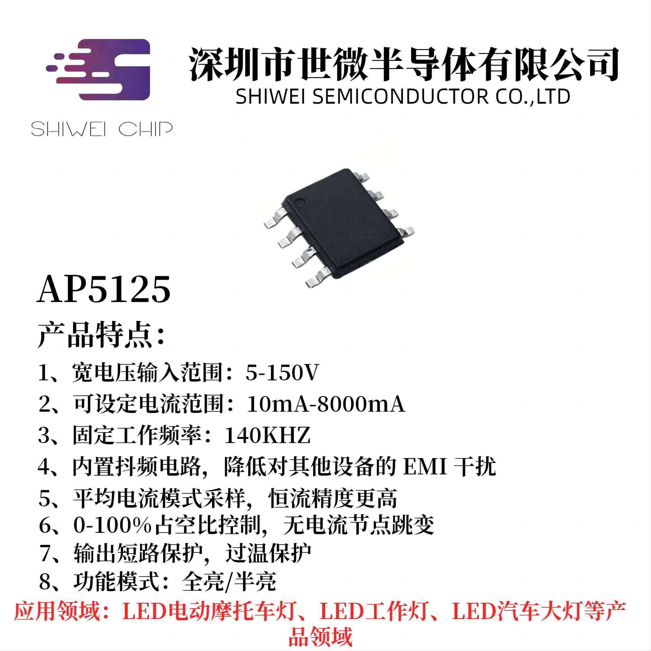 平均电流检测模式的 LED 恒流驱动器AP5125