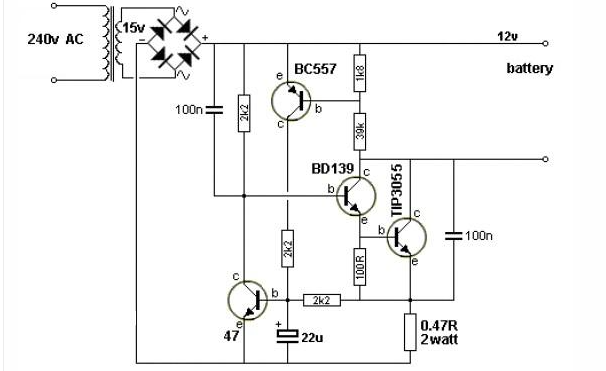 使用TIP12设计一个简单的<b class='flag-5'>3055</b>v电池充电器<b class='flag-5'>电路</b>