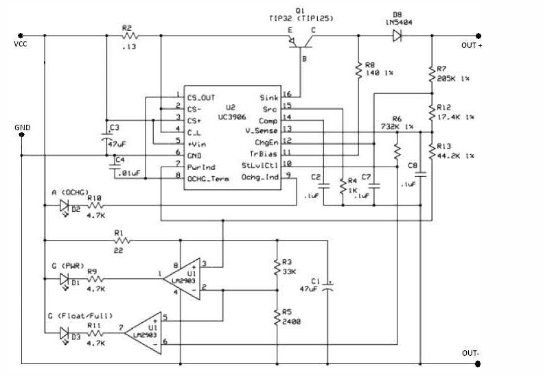 UC3906<b class='flag-5'>電池</b><b class='flag-5'>充電器</b>電路