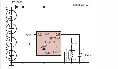 使用LTC4071的<b class='flag-5'>太阳能</b>电池<b class='flag-5'>充电器</b>电路