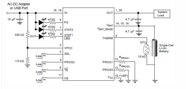 MCP73871电池充电器电路设计