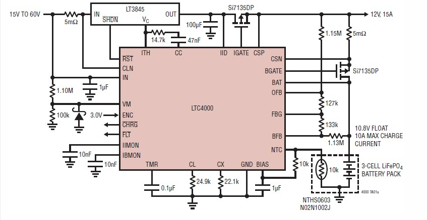 LTC4000 <b class='flag-5'>LiFePO4</b>电池充电器电路设计