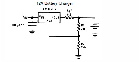 基于LM317的12伏電池充電器電路