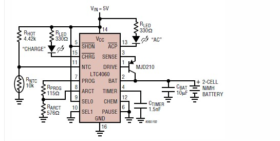 使用LTC4060的<b class='flag-5'>镍氢电池</b><b class='flag-5'>充电器</b>
