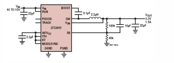 基于LTC3601的<b class='flag-5'>直流电</b>源<b class='flag-5'>转换器</b>电路