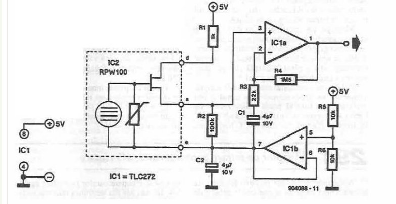 采用温度传感器和TLC272设计的接近检测器电路