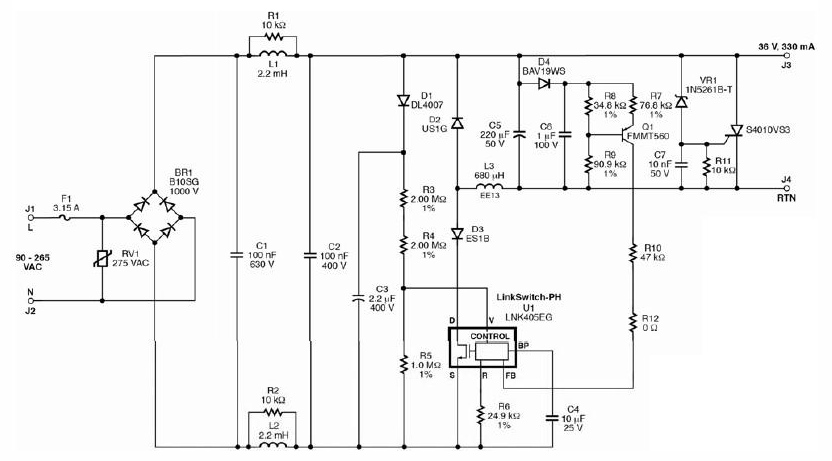 基于LNK405<b class='flag-5'>EG</b>设计的LED<b class='flag-5'>驱动</b>器电路