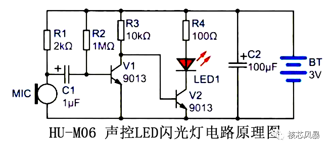 聲控LED閃光燈<b class='flag-5'>電路</b>原理圖講解