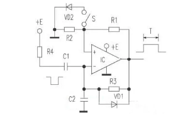 單運(yùn)放構(gòu)成的單穩(wěn)延時(shí)電路