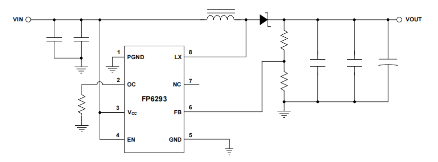 遠(yuǎn)翔FP6293 異步內(nèi)置MOS升壓恒壓芯片，可單/雙節(jié)鋰電池升壓輸出