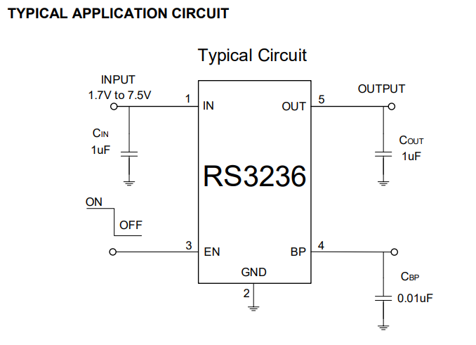 RS3236-3.3YF5 500mA线性稳压器LDO 7.5V输入简介