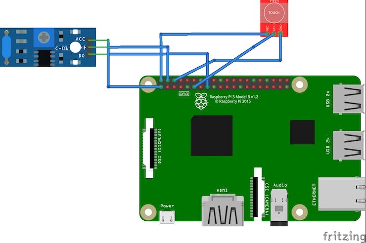 带有 Raspberry Pi 的振动和触摸传感器