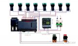 PLC控制8盏流水灯电路原理图和实际接线图详解