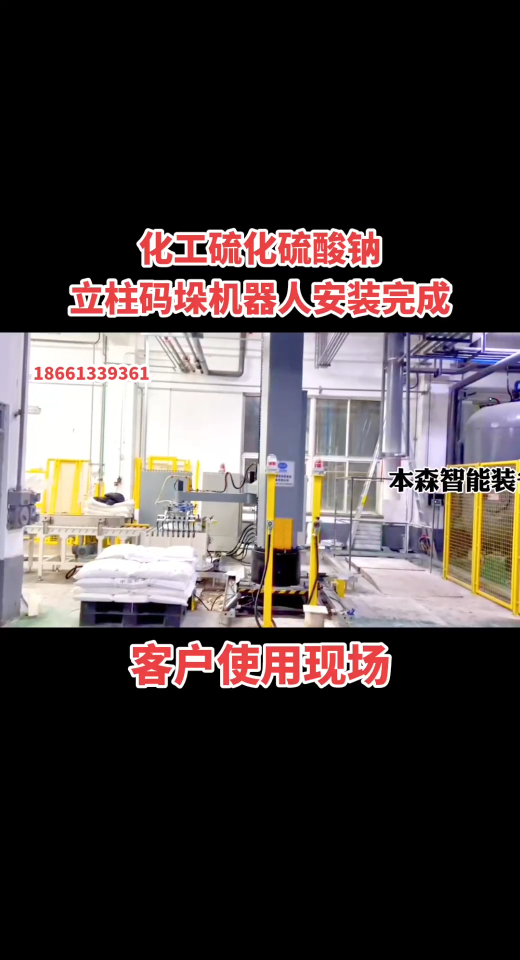 化工硫化硫酸钠码垛机器人 袋装化工材料立柱码垛生产线