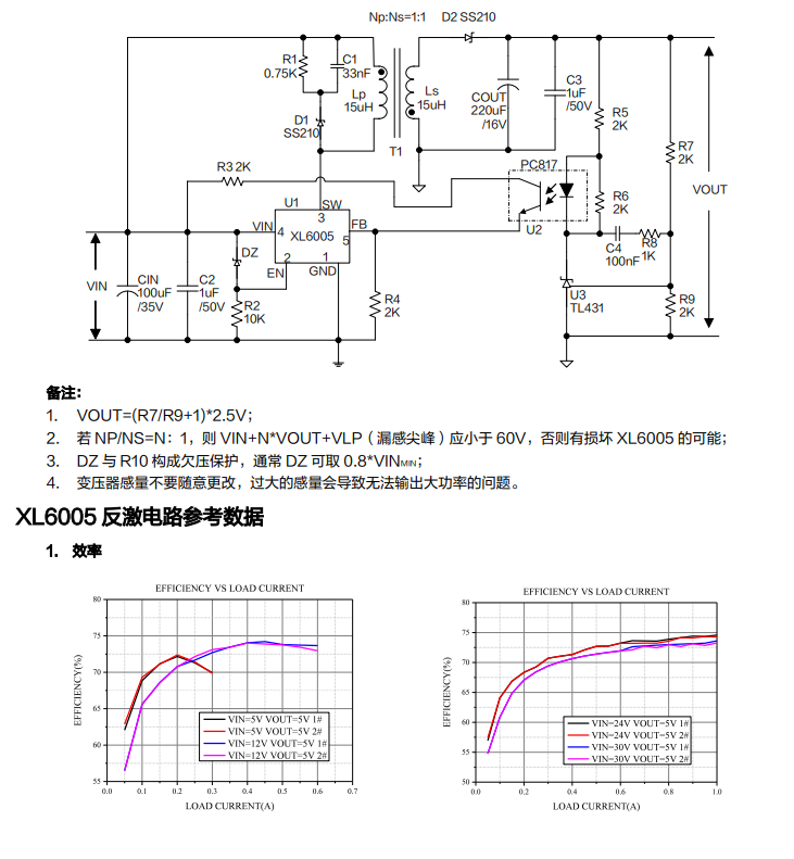 <b class='flag-5'>XL</b>6005 反激电路原理图