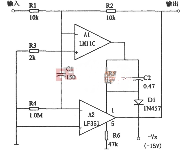 電流跟隨器（LM11、LF351）電路圖