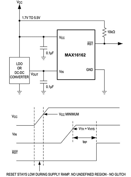 Maxim MAX16162 保持低电平复位输出的图