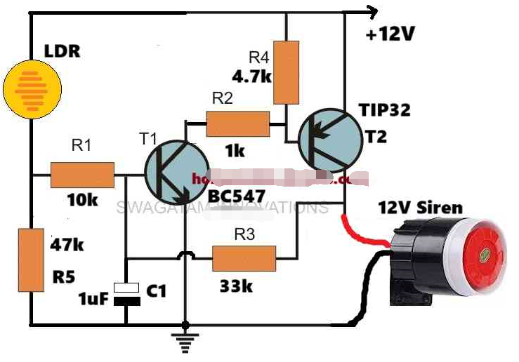 <b class='flag-5'>手電筒</b>觸發的防盜報警電路