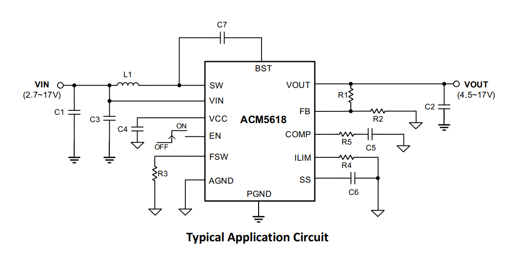 ACM5618 超大電流能力DC-DC<b class='flag-5'>升壓</b>，可實現單節電池<b class='flag-5'>升壓</b>12<b class='flag-5'>V</b>