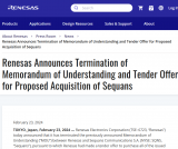 瑞萨电子宣布终止收购法国半导体企业Sequans