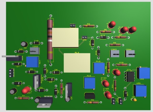 12V铅酸电池充电器电路的PCB原型